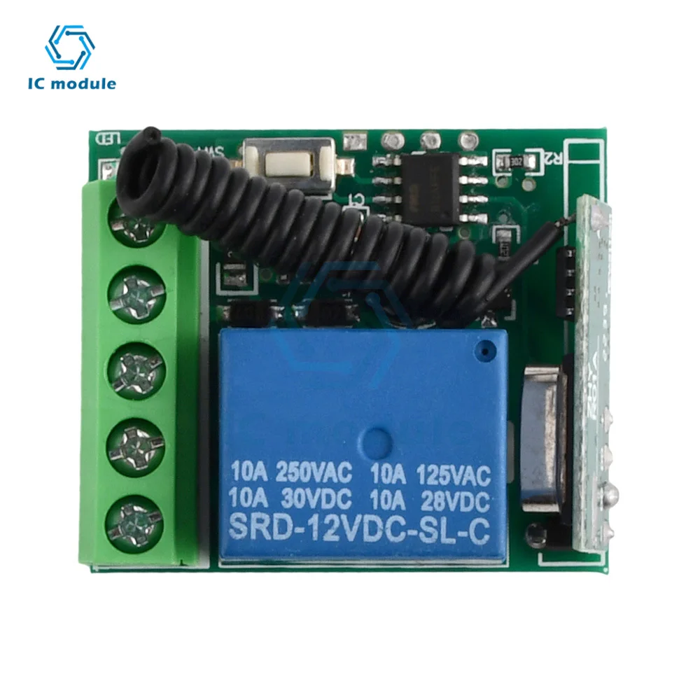 Interruttore Relè Temporizzato Dc 12V 10A 433Mhz 315Mhz Ricevitore Telecomando Wireless Intelligente Rf Relè Autobloccante A 1 Via Decodifica Mcu