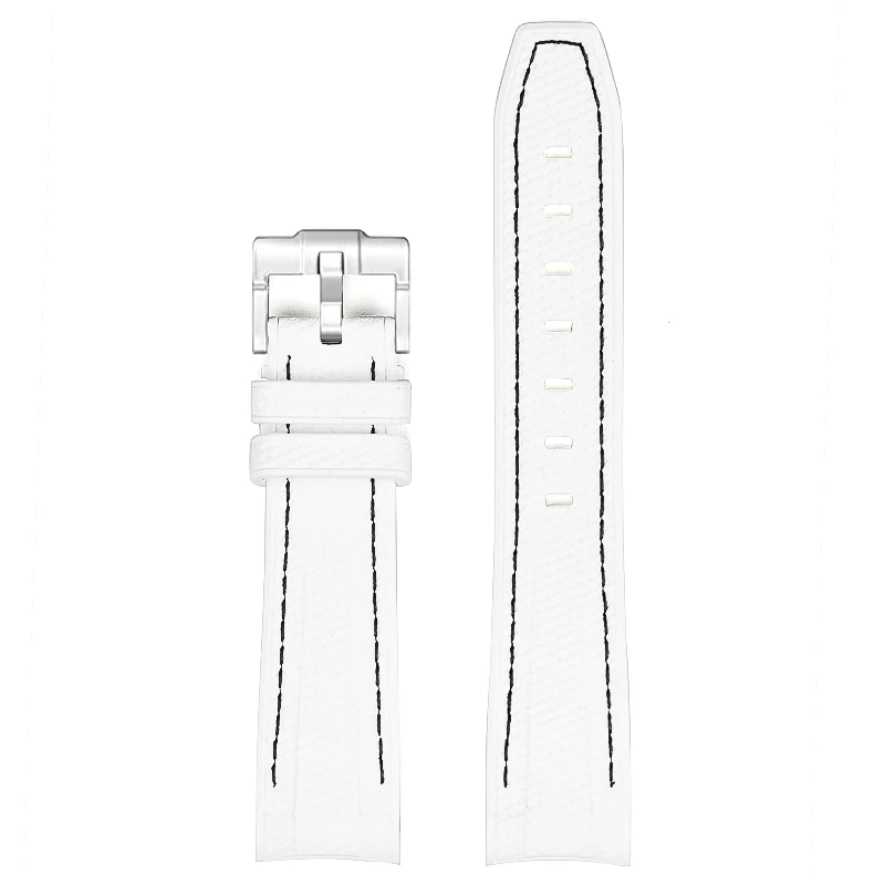 Diving Curved End Silicone Rubber Watch Strap, 20mm
