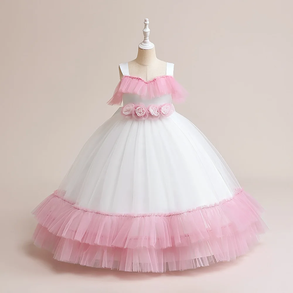 

Ballgown Tulle Wedding Bridesmaid Dresses For Children 8-12 Yrs Elegant Kids First Communion Clothes Vestidos