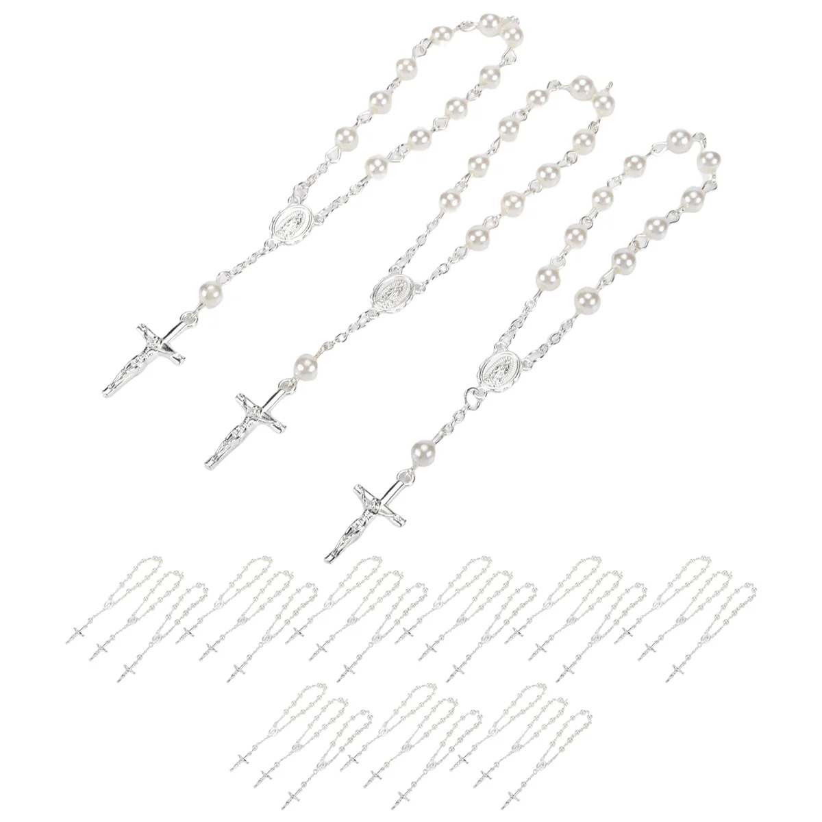 Baptism Rosary Beads Finger Baptism Rosaries Faux for Favors Favors Communion 30Pcs baptism rosary beads
