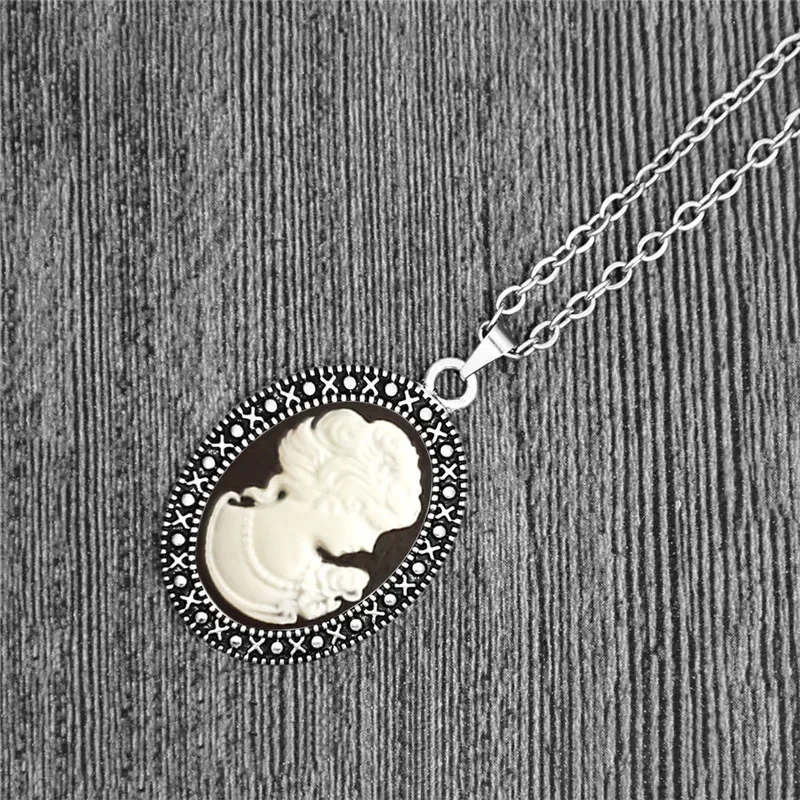 Jewelry Sets Cameo Jewelry Set Antique Silver Plated Necklace Earrings Bracelet
