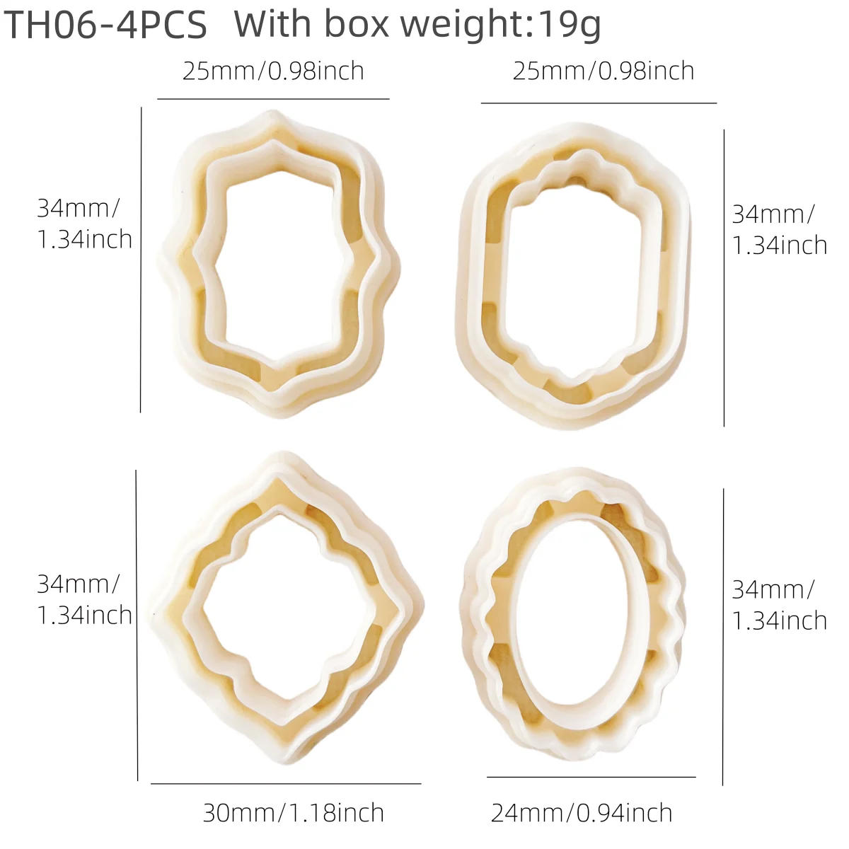 Frame Shape Polymer Clay Cutters Set-Embossing Tools For DIY Earrings & Jewelry Crafting Jewelry Making Kit 4pcs polymer clay tools