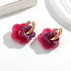 Boucles d'oreilles en forme de fleur acrylique colorée pour femmes et filles, cercles en acier inoxydable, tendance 2025, bijoux cadeaux