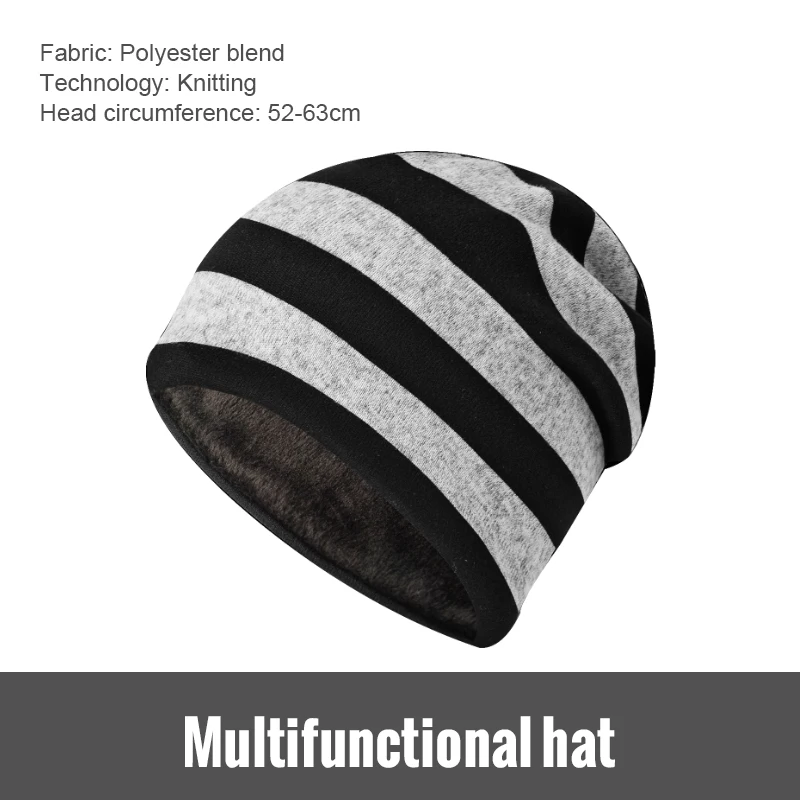 Winter Warm Hat Thermal Fleece Lined Cap Cycling Hiking Ski Sports Cap Men Women Plush Fabric Knitted Winter Warm Beanie Hat