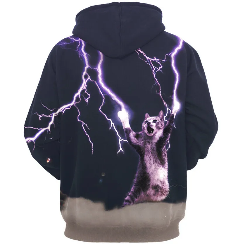 

New 3D Lightning Cat Hoodie Sweatshirst Women/men/kids Cool College Fashion Hoodies Thunder Sweatshirt Loose Pullover