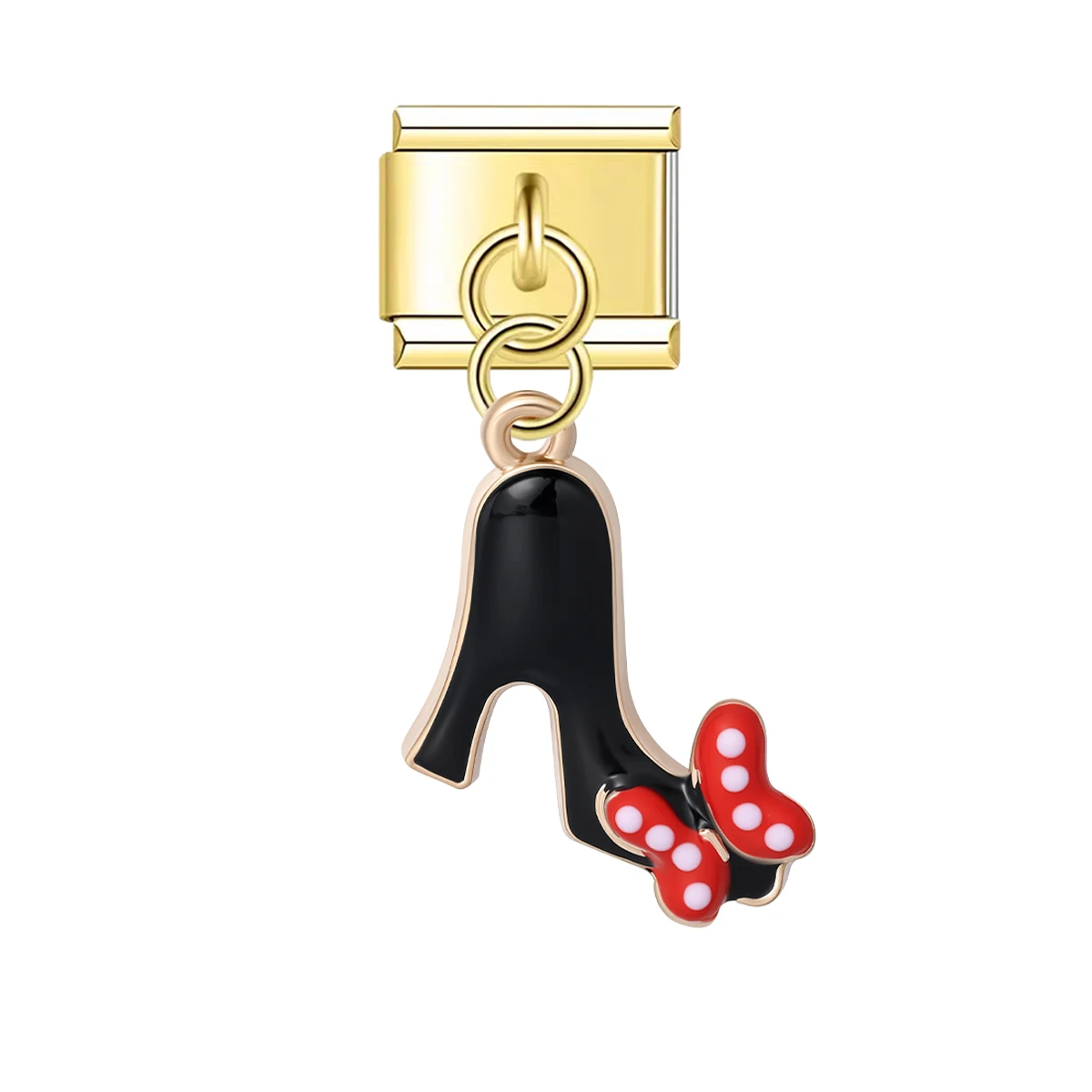 1 Stück goldener süßer rosa Delphin-Blumen-Handtaschen-Wassermelonen-Chili-Anhänger – 9 mm italienischer Stil, Edelstahl-Modul, DIY-Armband – Detail 6