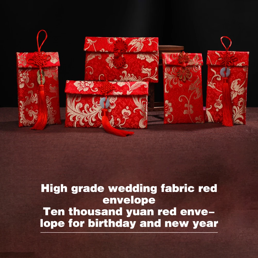 Chinese Traditional Money Gift Red Envelopes Brocade Wedding Invitation Card Bag New Year Spring Festival Hongbao Red Packets