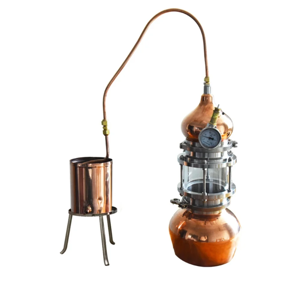 5L Perspective Distillation Equipment,Pure Copper Still,Pure Dew Machine, Liquor Steaming,Distillation Set, Copper Distiller