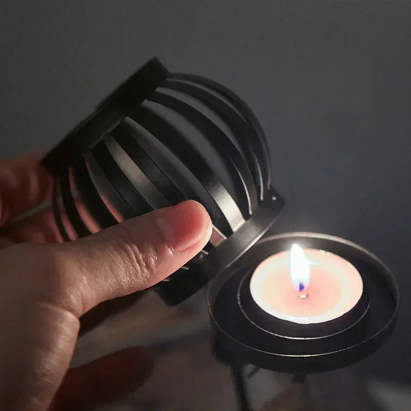 New Retro Metal Iron Black Lantern Candlestick Europe Style Hollow Out Cage Candle Holder Candleholder Gifts Home Shop Decorate