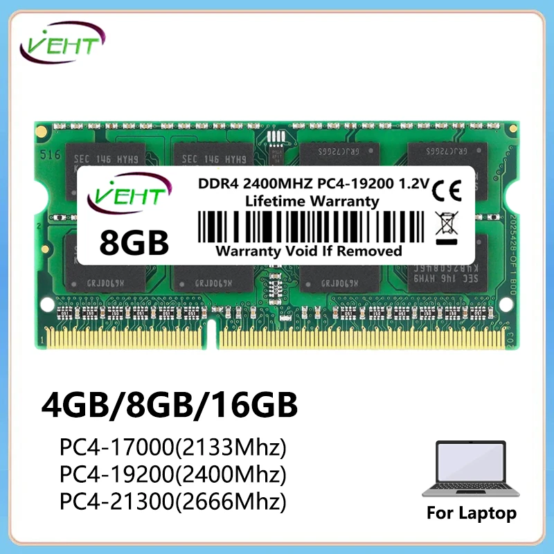 Mémoire RAM pour ordinateur portable DDR4 4 Go 8 Go 16 Go 32 Go PC4 2133 2400 2666 3200 MHz 1,2 V 260 broches 19200 21300 25600 Non-ECC SODIMM  7