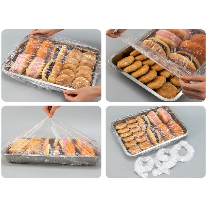 Food Cover 38/50/70/100/120cm Disposable Food Cover Saran Wrap Elastic Platic Bags Fresh-keeping Cover Kitchen Storage