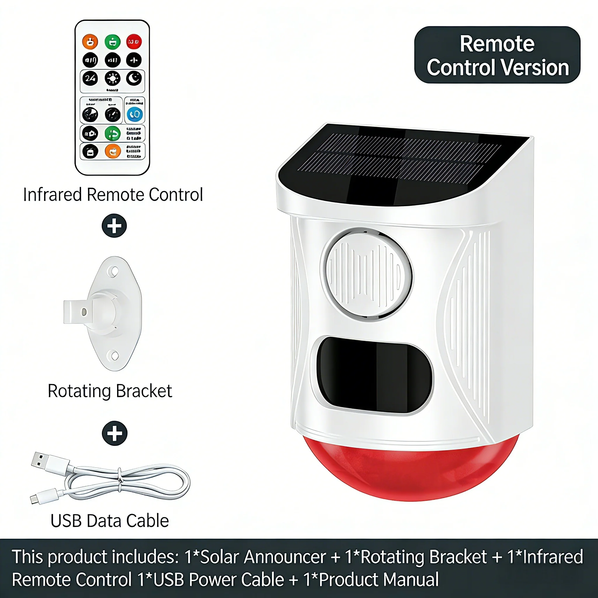 Solar-Powered Outdoor Alarm: Waterproof Motion Detector with 120dB Siren & Lights