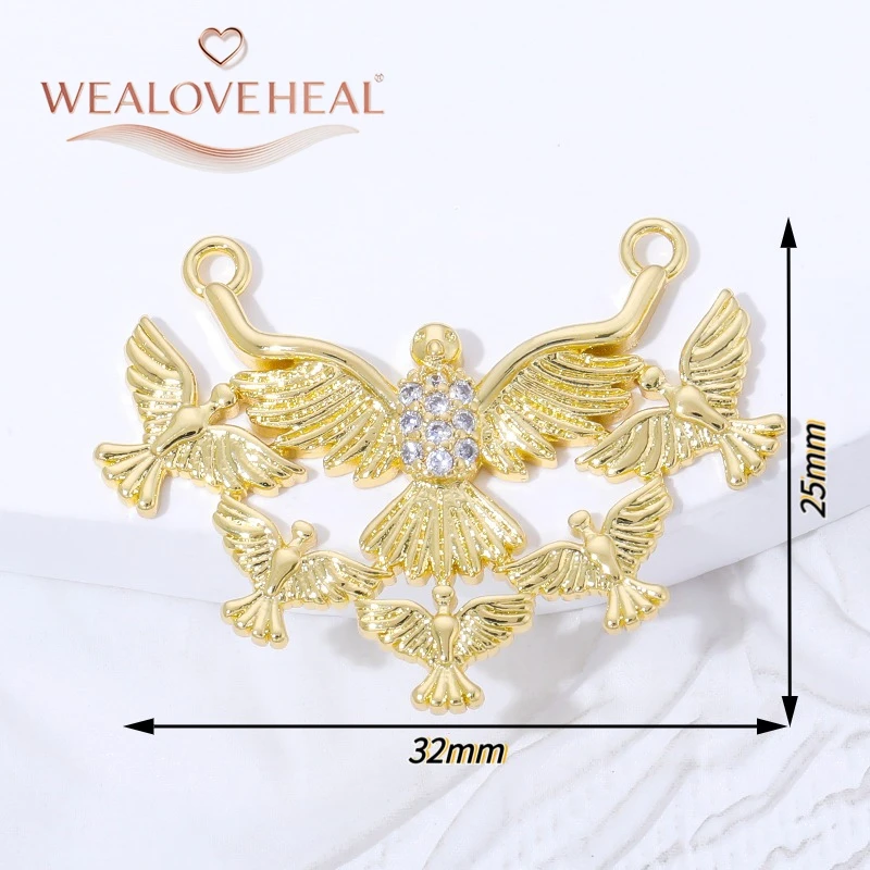anhänger schmuckherstellung,anhänger schmuck,18K Vergoldeter Messing-Kolibri-Anhänger mit Zirkonia, Glänzender Doppelschlaufen-Vogel-Verbinder-Charm für DIY Halsketten- und Armband-Schmuckherstellung – Detail 23