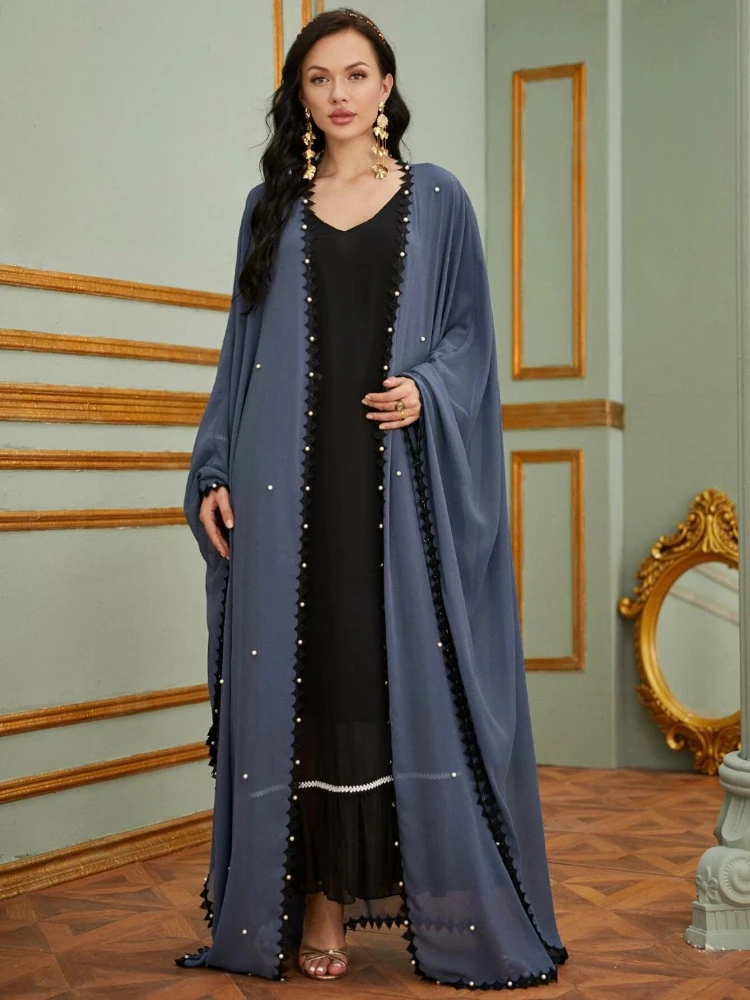 Kaftan Arabic Hijab Dress Kimono Cardigan Dubai Abaya Eid Mubarak Turkey Abayas for Women Caftan Marocain Robe Musulmane Longue