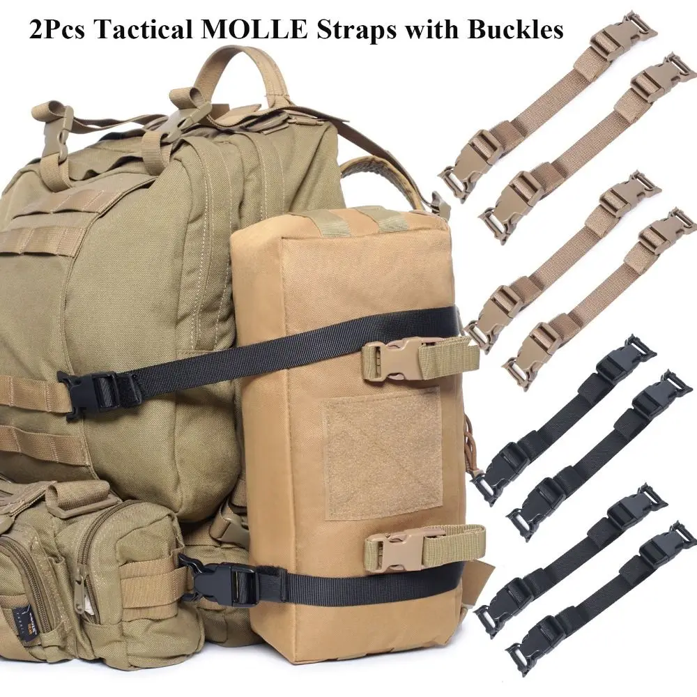2Pcs 새로운 수정 액세서리 MOLLE 스트랩 블랙/카키 버클 압축 스트랩 기어 버클 클립 포함