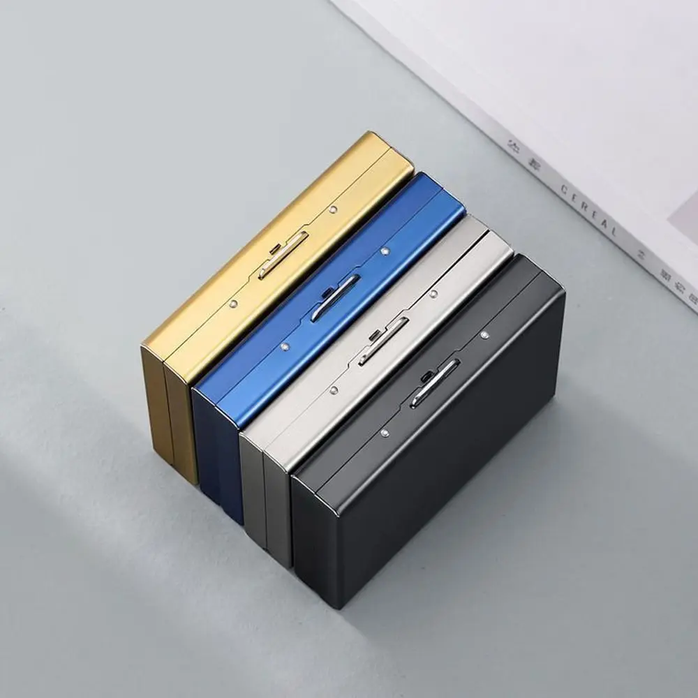Fashion 6/10 Slots Credit Card Holder Anti RFID Slim Debit Box Stainless Short Wallet Travel Metal Case Porte Carte