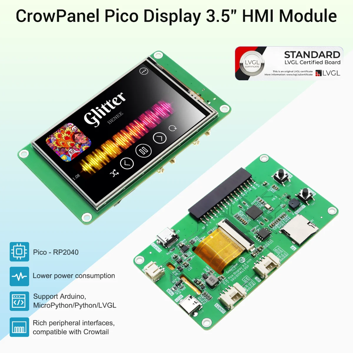 CrowPanel Pico Display-3.5 inch 480*320 HMI Module TFT LCD Resistive Touchscreen with RP2040 Support C/C++/MicroPython/LVGL