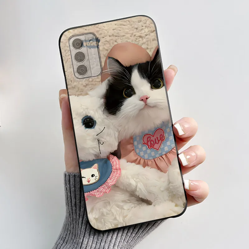 Silicone Soft Black Aesthetic Cute Cat Astronaut Phone Case Bumper Shell