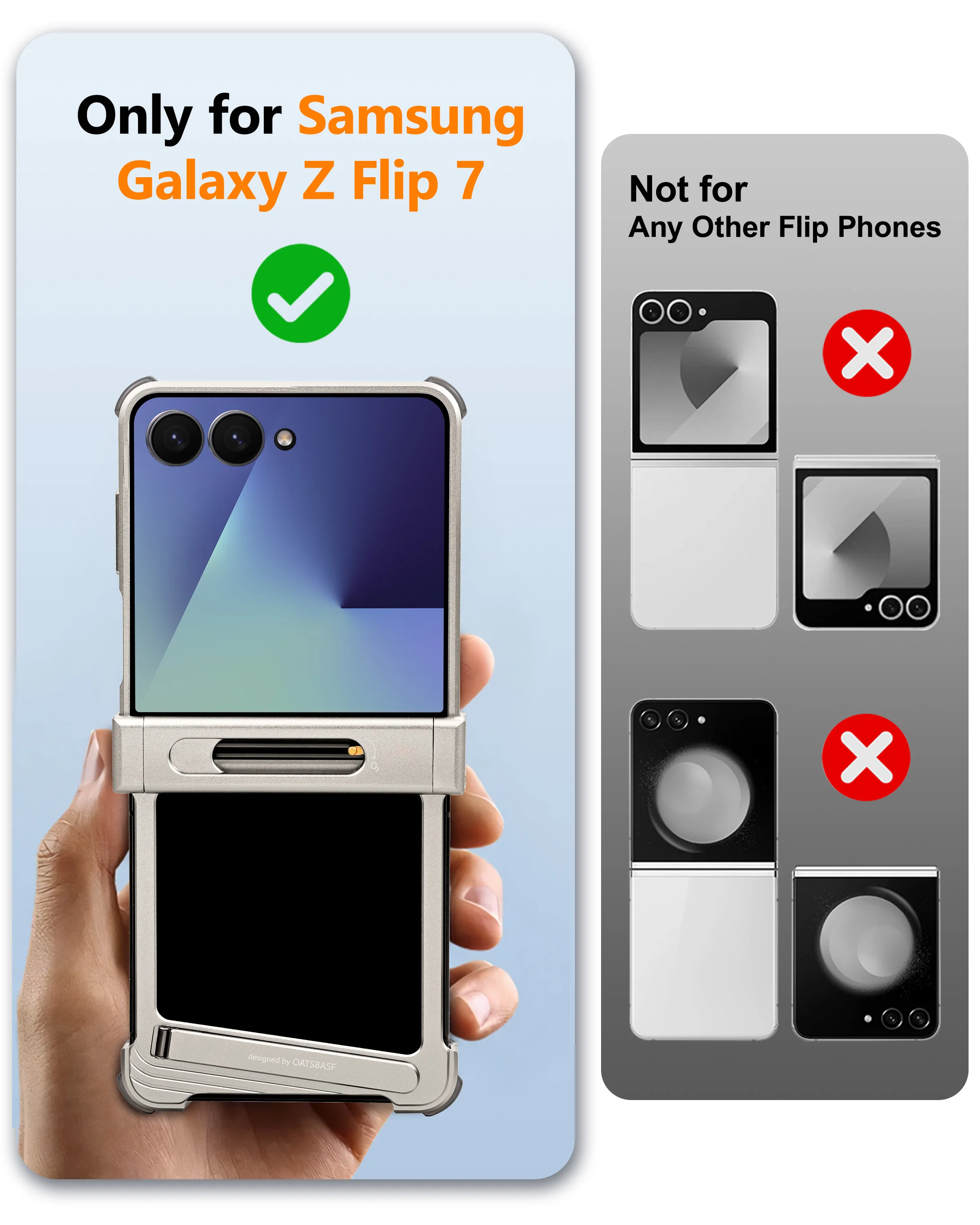 Eary for Samsung Galaxy Z Flip 7 Phone Case Metal for MagSafe With 0-90°Adjustable Holder Stand 7 Thicken Shockproof Protection