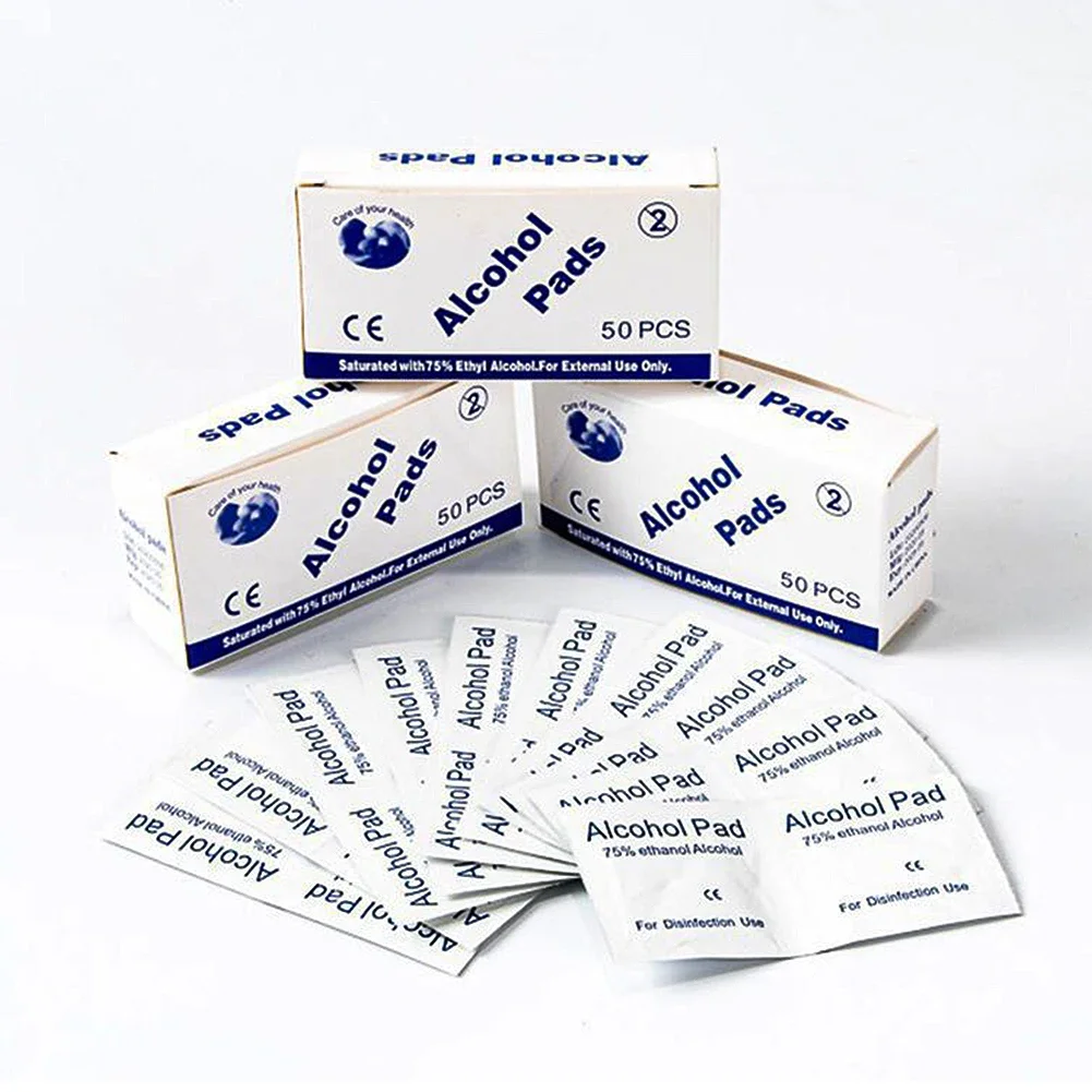 Disposable 75% alcohol wet wipe pads alcohol cleaning wipes 50/100pcs for antiseptic clean skin jewelry disinfection use tattoo clean tools