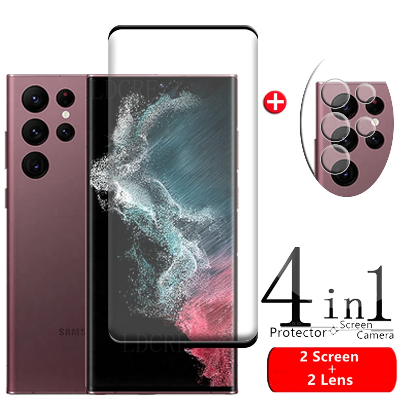 4-In-1 Per Samsung Galaxy S23 Ultra Glass Per Samsung S23 Ultra Glass Screen Protector Per Samsung S22 S21 S23 Ultra Lens Glass