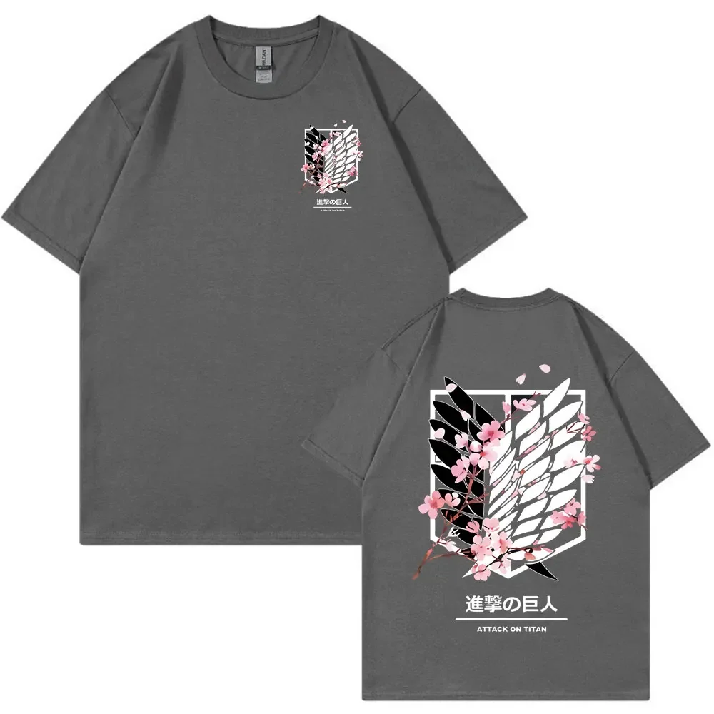 Anime Attack on Titan T-Shirt Ackerman Mikasa Eren Jaeger Cherry Blossom Graphics Tees 6