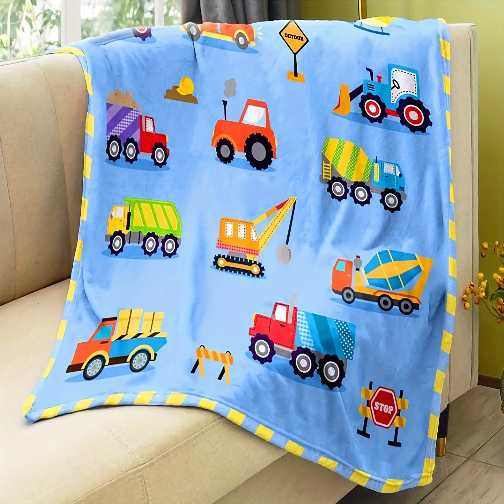 Construction Fleece Blanket,Throw, Bedspread 6