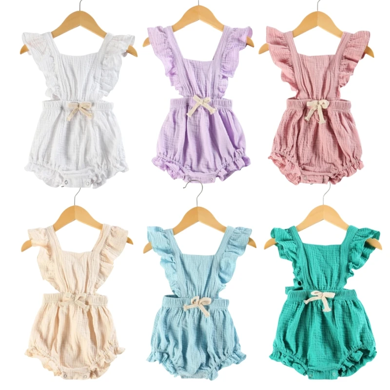 

Ruffkids Cute Ruffle Newborn Rompers Summer Infant Toddler Bodysuits One Pieces Sleeveless 100% Cotton Baby Girl Clothes Romper