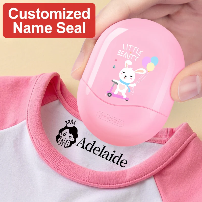 Name Stamp Personalized Student Name Stamp Custom Waterproof Seal with Non-Fading Ink Kindergarten Travel-Friendly Gift Set for Children