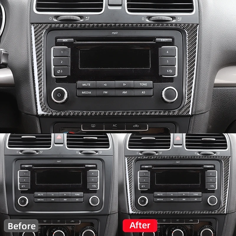 폭스 바겐 골프 6 Gti R MK6 2008-2012 탄소 섬유 자동 중앙 제어 CD 패널 프레임 장식 스티커 자동차 액세서리