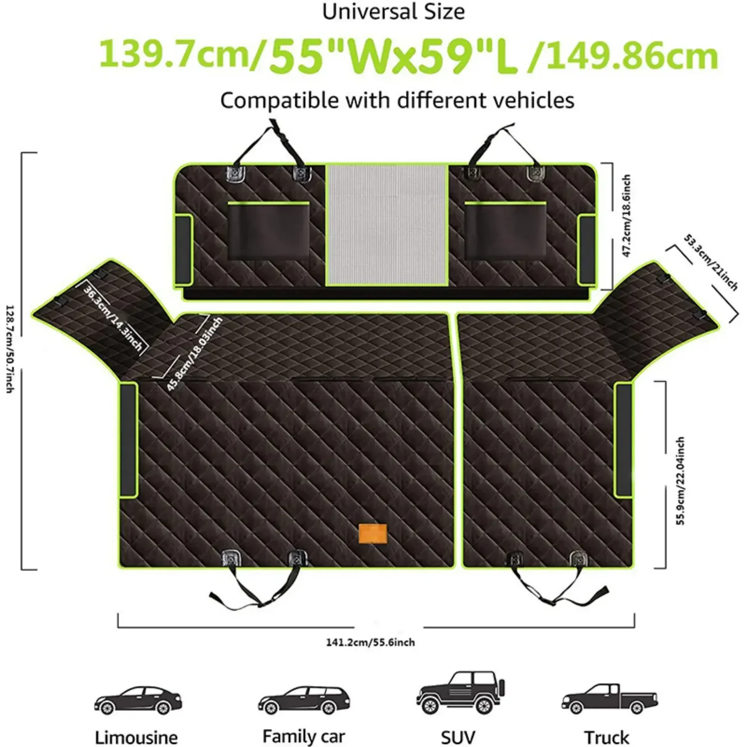 Upgraded 6-in-1 Dog Car Seat Cover for Back Seat, Waterproof Dog Car Hammock, Nonslip Seat Cover for Cars Trucks and SU