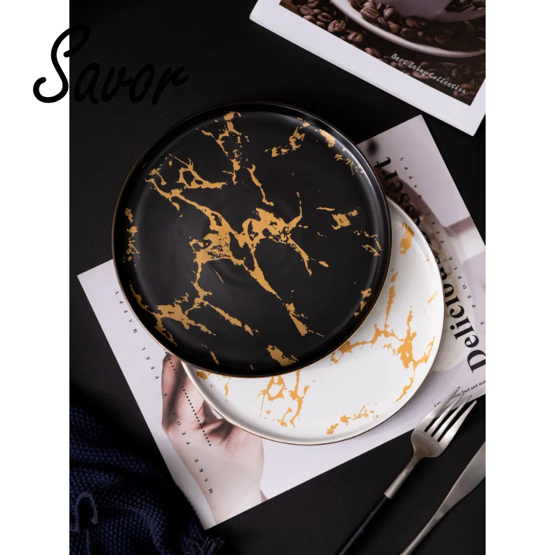 

Nordic Marbled Ceramic Oval Plate Western Dish Dessert Plate Jewelry Storage Tray Tableware Accessories Sushi Seafood Dish