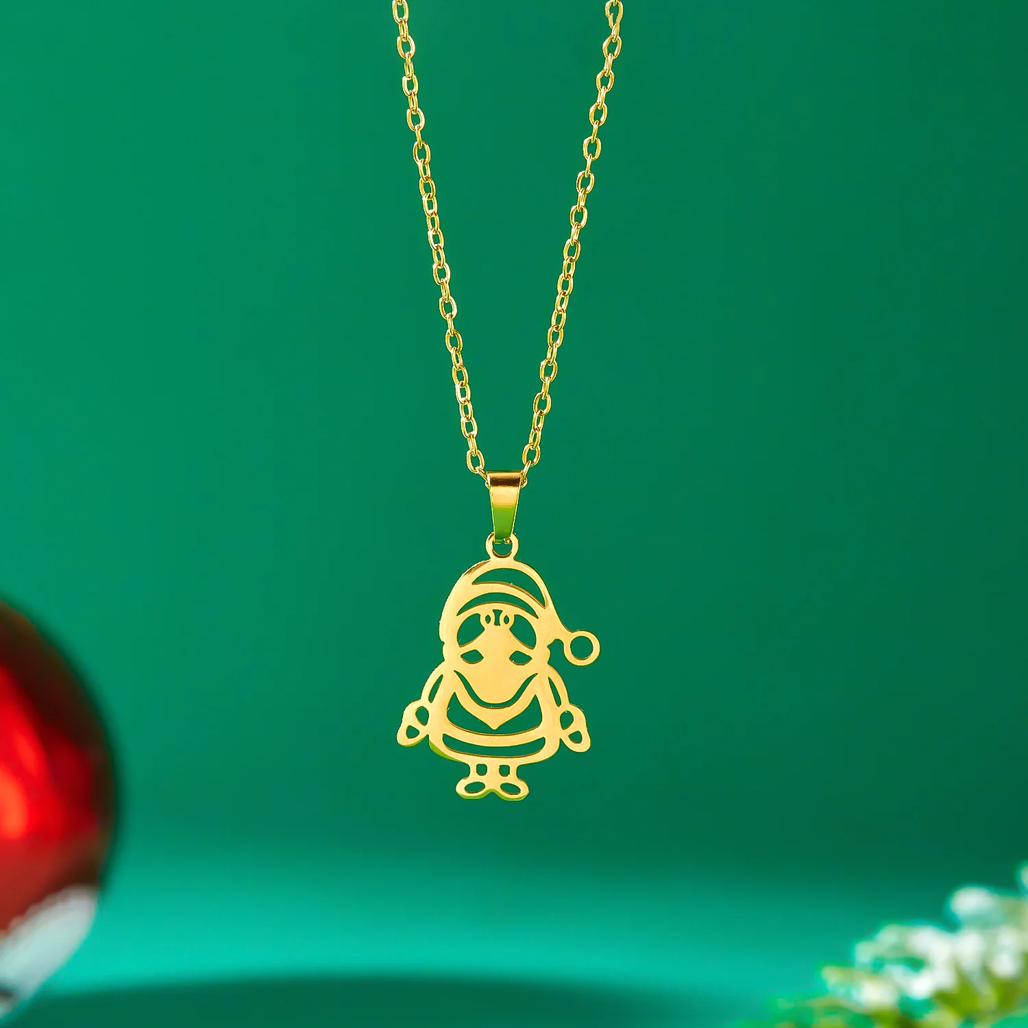 Verschiedene Stile, niedliche Weihnachts-Halskette mit Anhänger aus Edelstahl für Frauen, Weihnachtsmann, Weihnachtsbaum, Elch, Schneeflocke, Schmuck, Geschenk – Detail 7