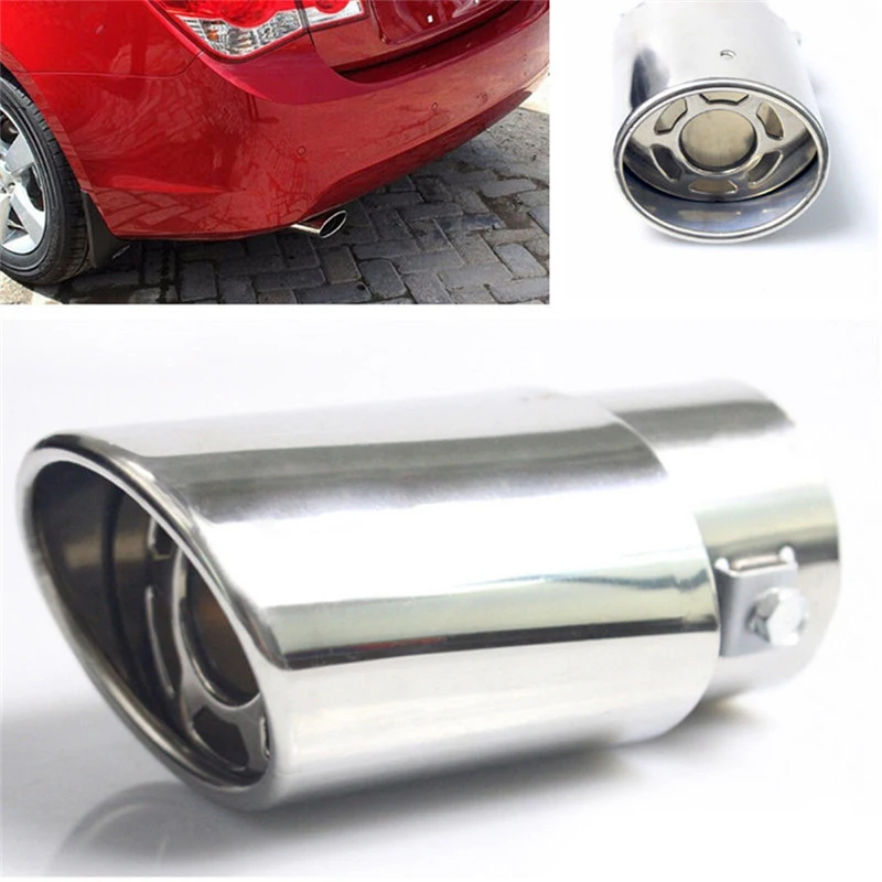 1pc Stainless Steel Chrome Car Tail Exhaust Pipe Rear Round Exhaust Muffler Pipes Tip Universal car exhaust tail pipe