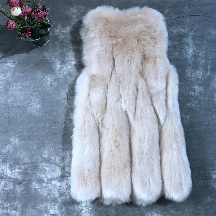 down parka Spring Autumn Winter Women 60cm Long Fashion Style Faux Fox Fur Vest Fake Material Model 063 down puffer coat