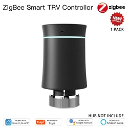 Smart ZigBee TRV Thermostat Radiator Actuator with Voice Control Integration (1Pcs Black Valve)
