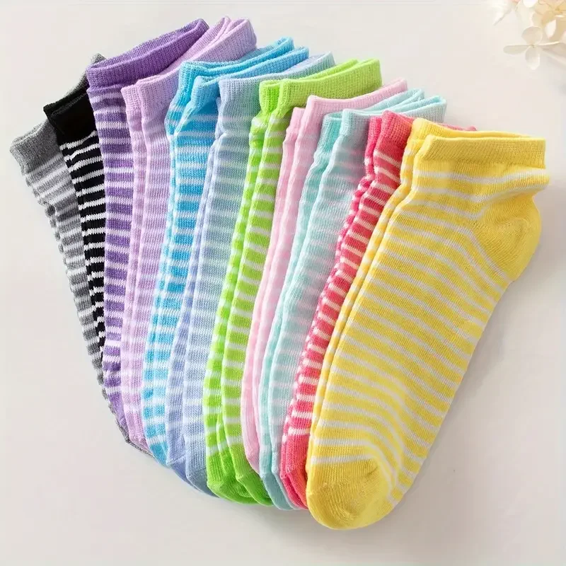 10/20 Pairs Heart Print Socks, Valentine's Day Candy Colored Ankle Socks, Women's Stockings & Hosiery
