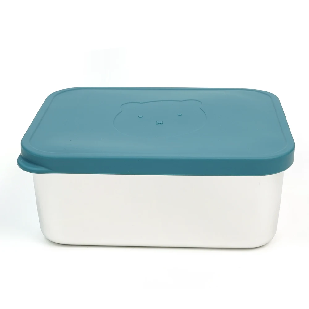 1800ML Storage Box Portable Storage Container Food Grade Stainless steel Box with Silicone Lid 6