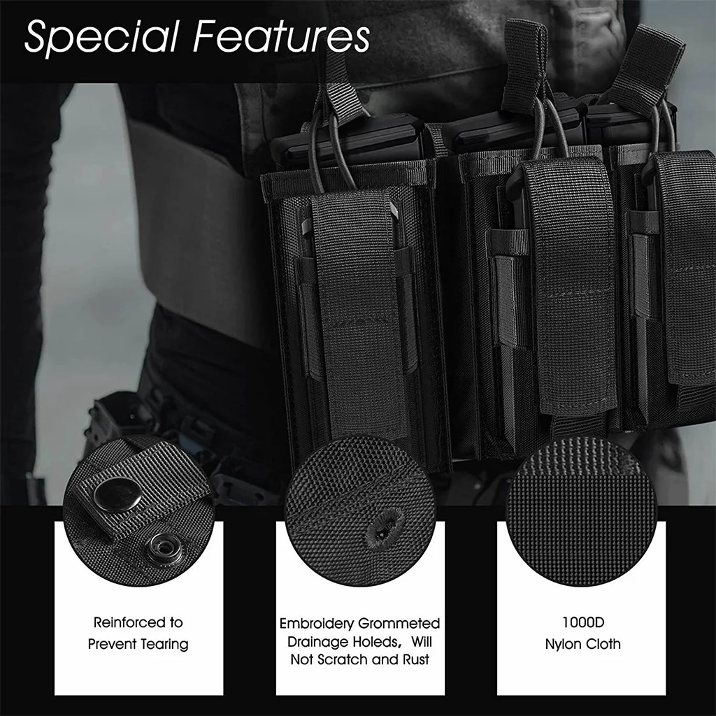 

Double Magazine Pouch Molle System Tactical Clip Airsoft Paintball Triple Mag Holder for Vest, Belt