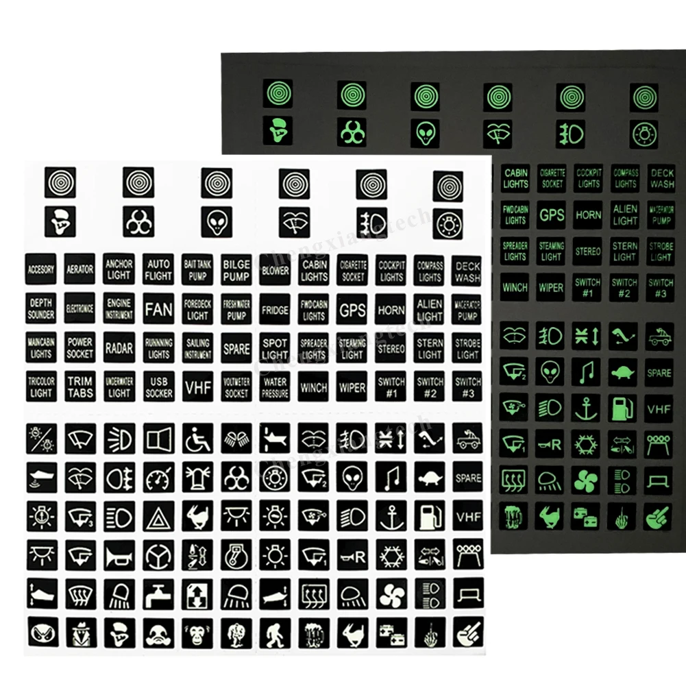 SHNBR 45 個ステッカーロッカースイッチラベルデカール回路パネルステッカー車マリンボートトラック計器スイッチリレー装飾 1 シ 防水ロッカー  スイッチパネル 5連 漁船 船舶 マリン ボート 12v 24v シール付き 電装品 /【Buyee】, image size:1001x1001