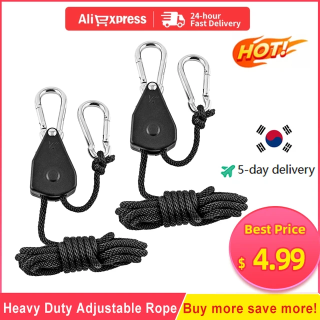 8 Pièces Sangle à Cliquet Corde, 1/8 Pouces Rope Ratchet Robuste Réglable  pour Lampe Plantes