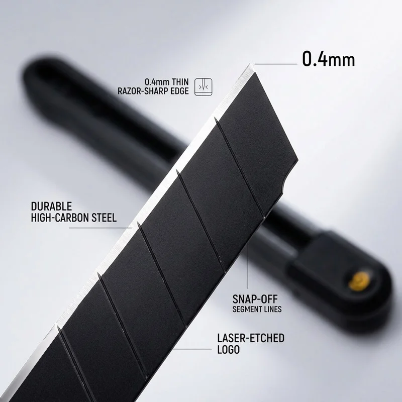 SK2 블랙 블레이드 유틸리티 나이프 9mm ABS 엔지니어링 플라스틱 + 9mm 0.4mm 60 °   합금강 녹방지 블레이드 날카로운 절삭 공구 DIY