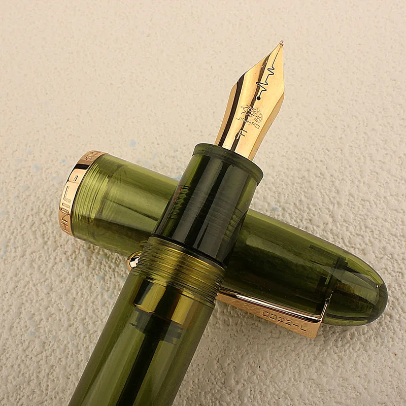 Jinhao 9019 Transparent Color Resin Heartbeat Fountain Pen 0.5mm Ink Student School Stationery Business Office Supplies Gift 5