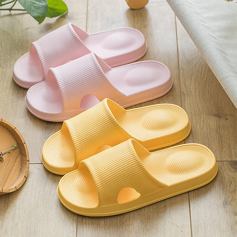 

2023 Women Men Slippers Thick Bottom Summer Home Ladies Slides Non Slip Bathroom Shoes Woman House Indoor Platform Slippers
