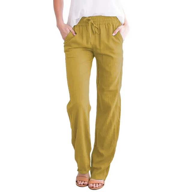 Summer Women's Cotton Linen Drawstring 