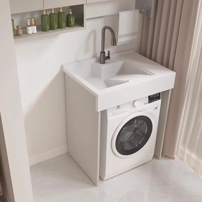 Laundry cabinet small apartment balcony integral washing machine significant other cabinet combination integrated basin