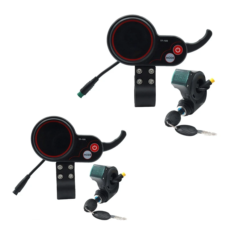 

TF-100 Display Dashboard 6Pin+3PIN Ignition Lock Key Scooter Skateboard Speedometer For Kugoo M4 Electric Scooter Replacement