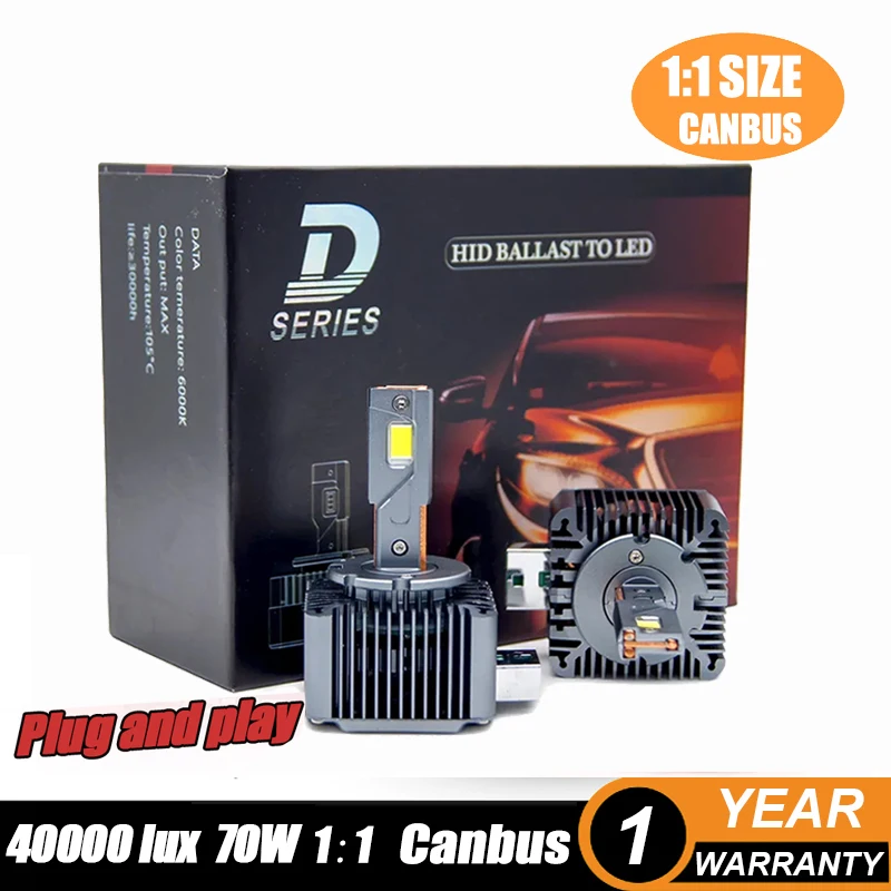 D1S D3S Led Headlight Canbus D2S D2R D3R D4R D4S D5 D8S 1:1 Hid Xenon D Type Led Bulb Plug Play Turbo Car Led Lamp 70W 6000K