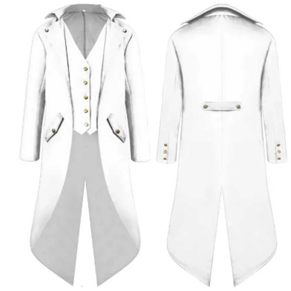 S-4xl Black Red Purple Green Mens Steampunk Gothic Jacket Victorian Tailcoat Vintage Halloween Costume Tuxedo Man Coat Uniform 4