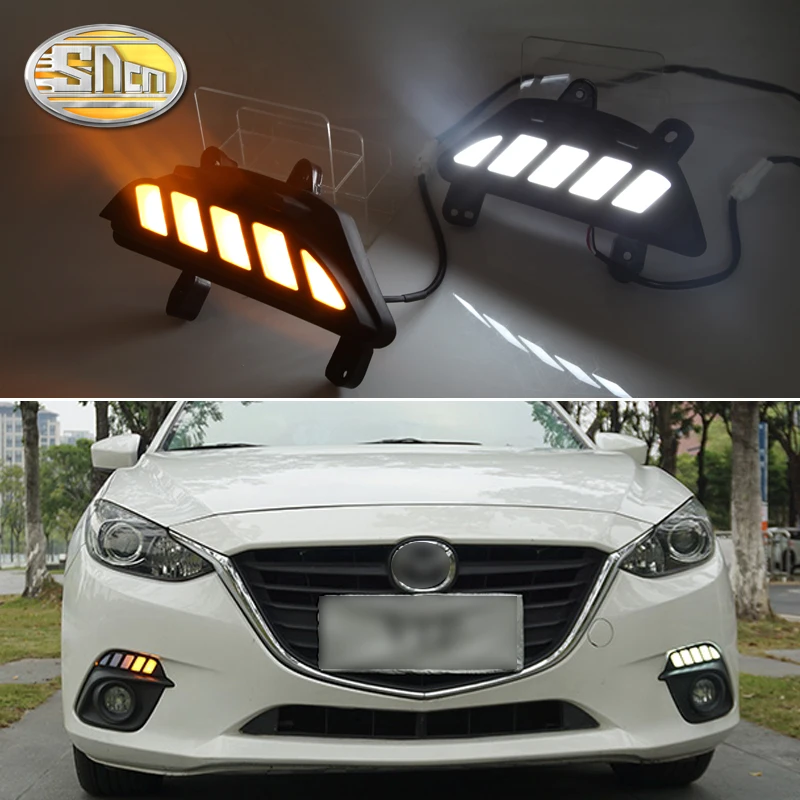 LED Daytime Running Light For Mazda 3 2014 2015 2016 Dynamic Turn Signal Relay Waterproof Car DRL 12V Fog Lamp Decoration Lamp